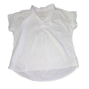Thread & Supply Womens Short Sleeve, Collared Blouse-White-Size S-GUC